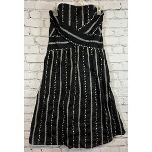 Rabbit Rabbit Rabbit‎ Designs Black Strapless Dress Silver Star Accents Size 10